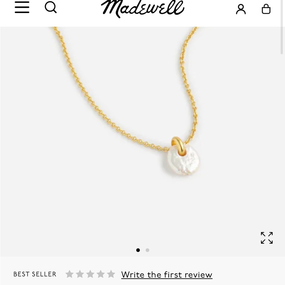 Madewell Gold Necklace with Freshwater Pearl Pendant